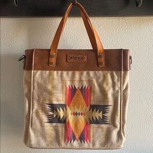 Wrangler Canvas Western Tan and Brown Tote